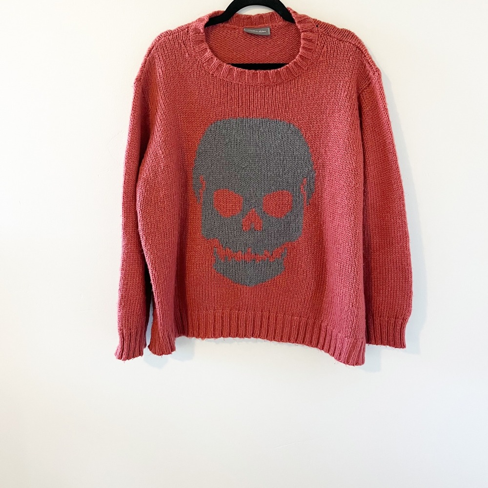 Wooden ships rust red‎ skull knit mohair wool sweater M/L